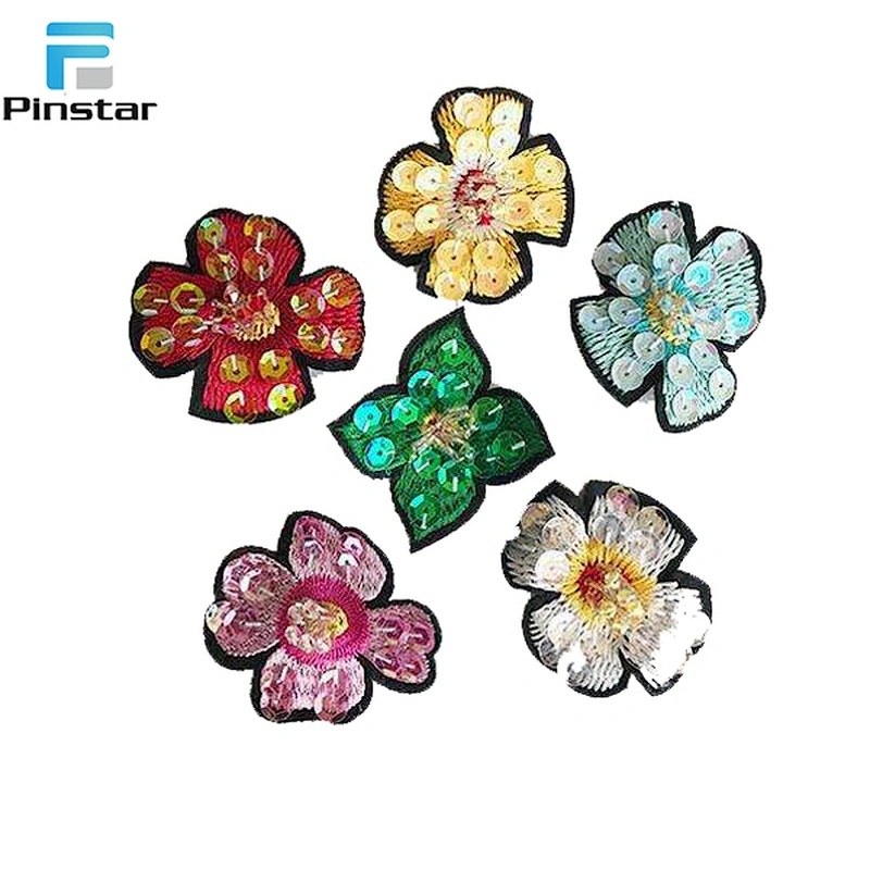 China patch factory custom reversible sequin embroidery patch