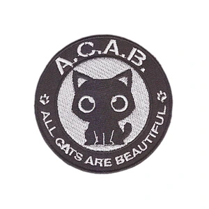 Little cute cat shape embroidery design patch iron on backing