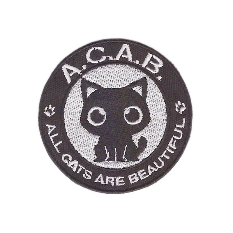 Little cute cat shape embroidery design patch iron on backing