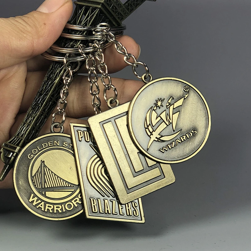 Antique Copper Pendant Metal Bag Keychains Basketball Team keychain