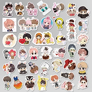 Factory Wholesale In Stock Adhesive Waterproof PVC Stickers Custom Shaped Cartoon BTS Sticker