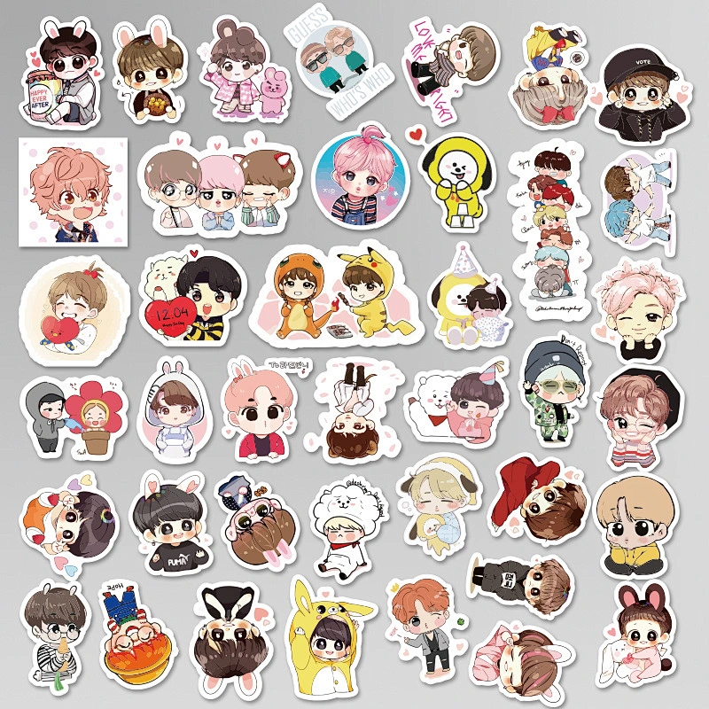 Factory Wholesale In Stock Adhesive Waterproof PVC Stickers Custom Shaped Cartoon BTS Sticker