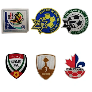 Wholesale price iron on soccer embroidered patch Custom Flocking patch
