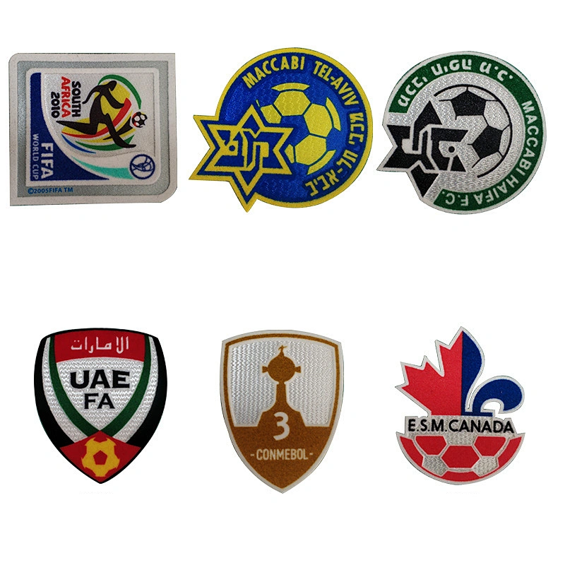 Wholesale price iron on soccer embroidered patch Custom Flocking patch