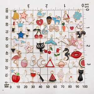 Wholesale In Stock Cheap DIY 100 Pieces Variety Cute Mini Animal Enamel Charms For Jewelry Making