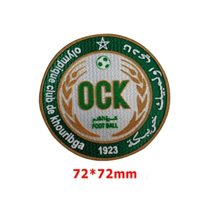 Wholesale price iron on soccer embroidered patch Custom Flocking patch