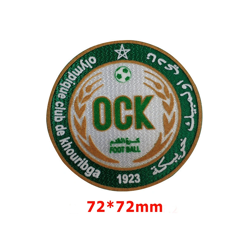 Wholesale price iron on soccer embroidered patch Custom Flocking patch