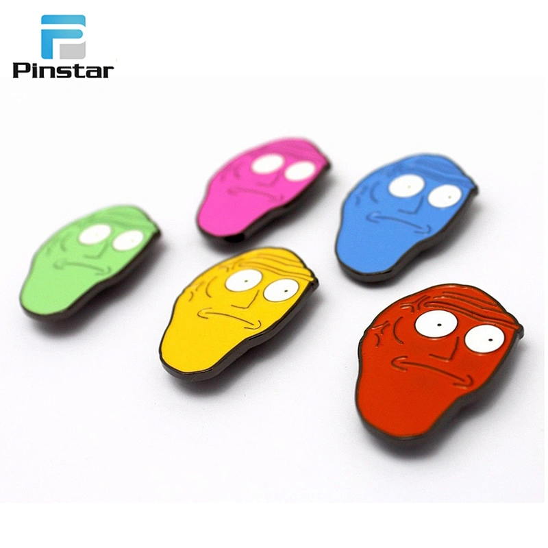 Making Cheap Price Custom Multi-colored Hat Pins Cute Angry Face Skull Head Enamel Lapel Pin
