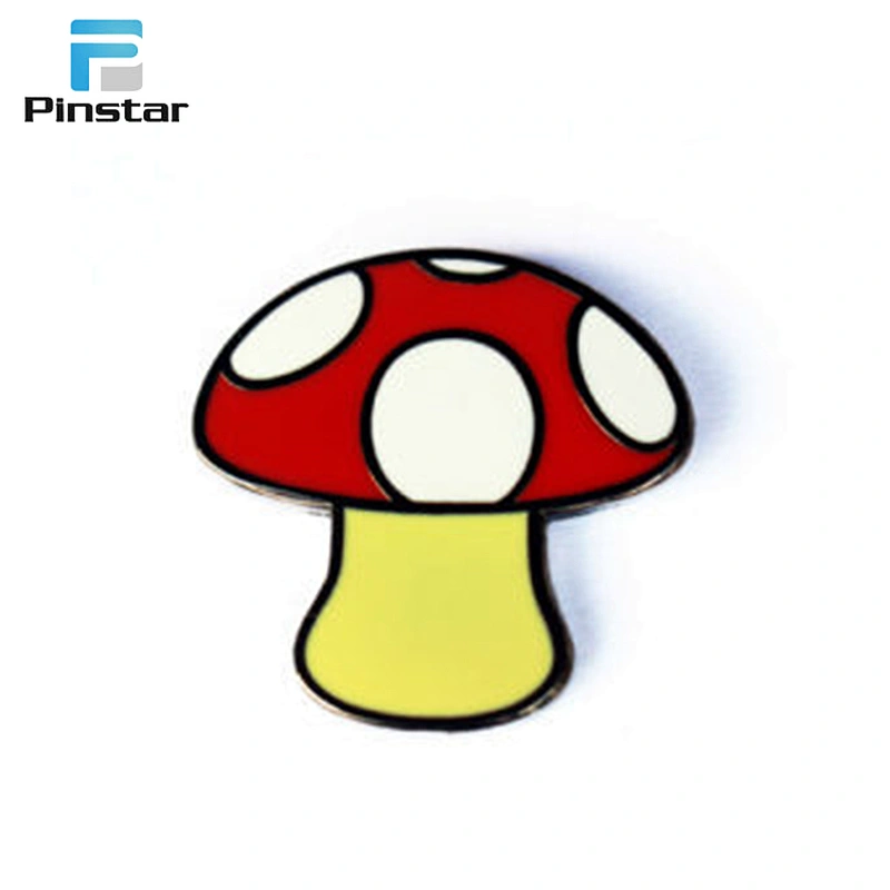Metal delicious foods theme mushroom logo shaped brooch pin badge