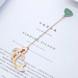 Custom Gold Fish Metal Bookmark Pendant