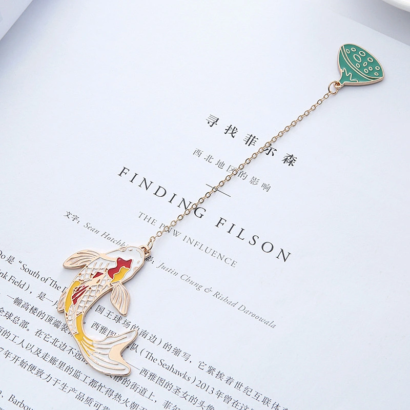 Custom Gold Fish Metal Bookmark Pendant