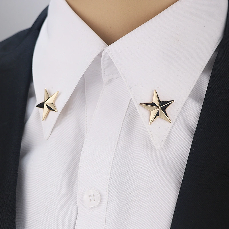 Gold and Silver Color Star Shaped Pin Badges