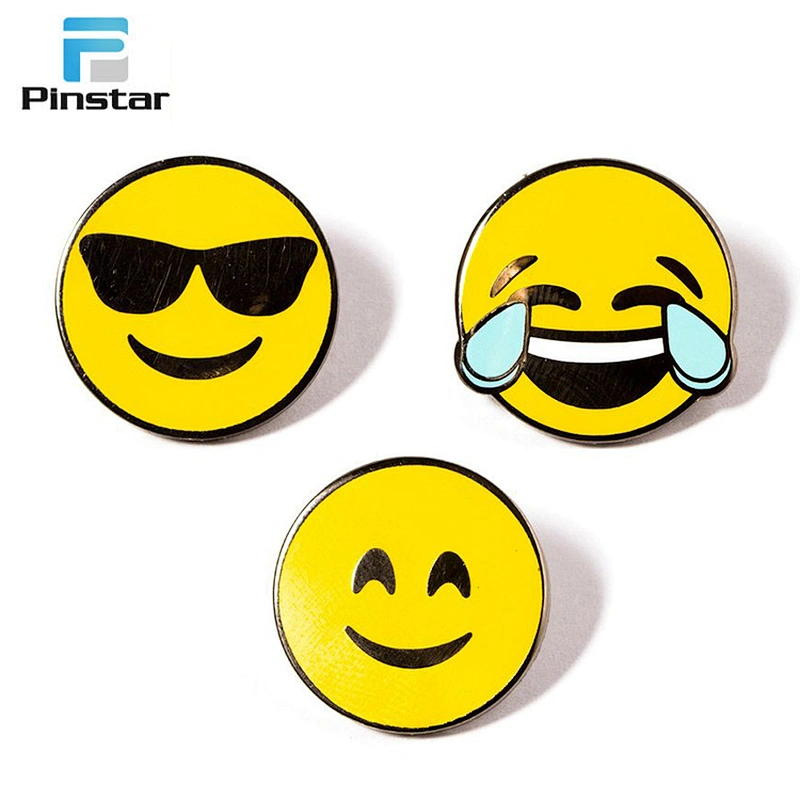 Funny sun smiley face lapel pin with design cute logos