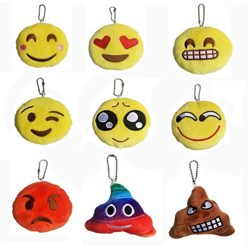Wholesale Cheap Promotional Gift Soft Toys Custom Smiley Whatsapp Emoji Plush Keychain