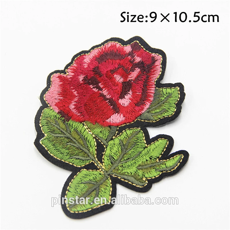 wholesale price double Rose flower Embroidery Patch