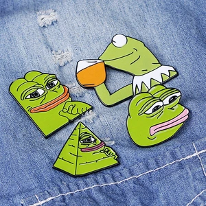 Factory Wholesale In Stock Cheap Price Sad Smug Pepe The Frog Enamel Lapel Pin