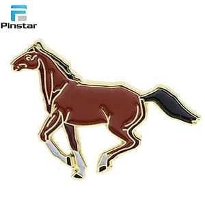 High quality custom soft enamel red running horse gold plated lapel pin badge