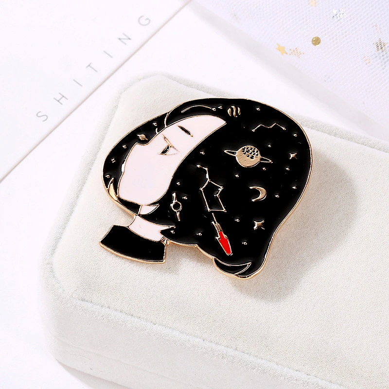 High Quality Cute Cartoon Little Girl Brooch Enamel Pin