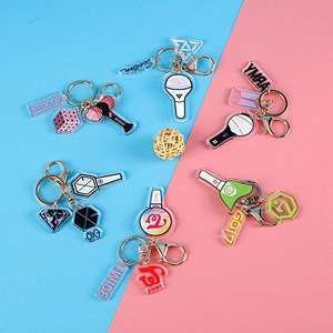 Factory Making Customized Kpop Souvenir Gift EXO GOT 7 Twice Blackpink BTS Army Light Stick Acrylic Keychain