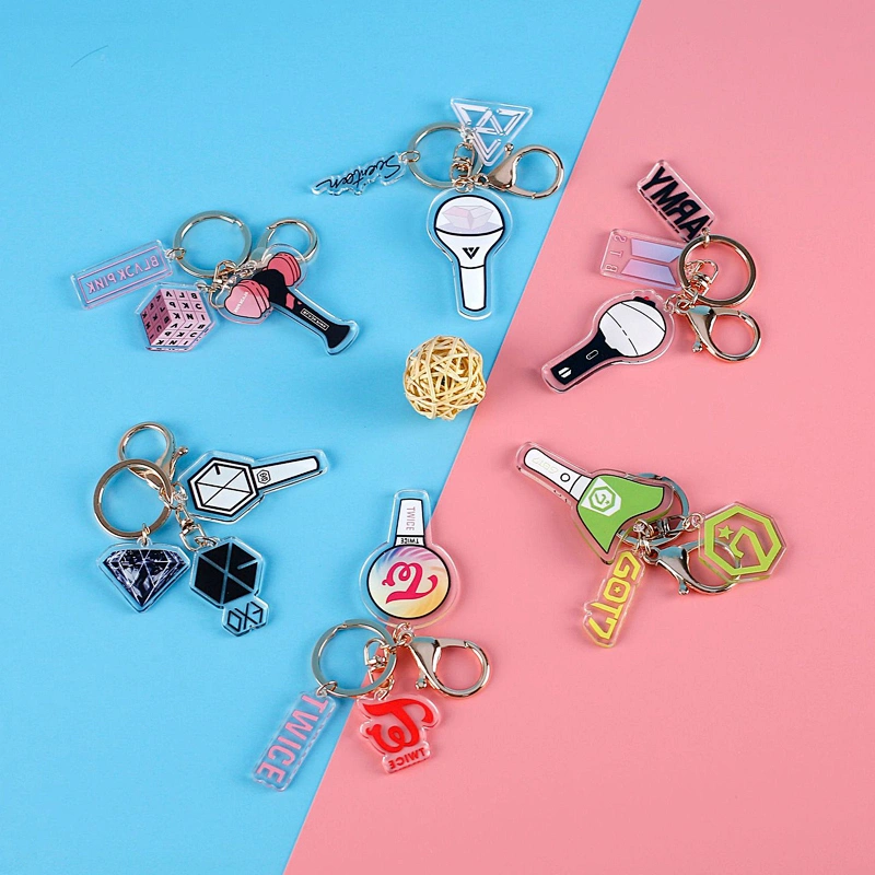 Factory Making Customized Kpop Souvenir Gift EXO GOT 7 Twice Blackpink BTS Army Light Stick Acrylic Keychain