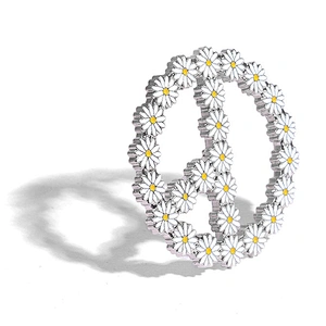 Factory Wholesale In Stock Custom Flower Silver Daisy Enamel Shoe Metal Pin Badge