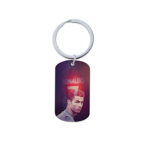 Stainless Steel Metal Keychain with C Ronaldo Pattern