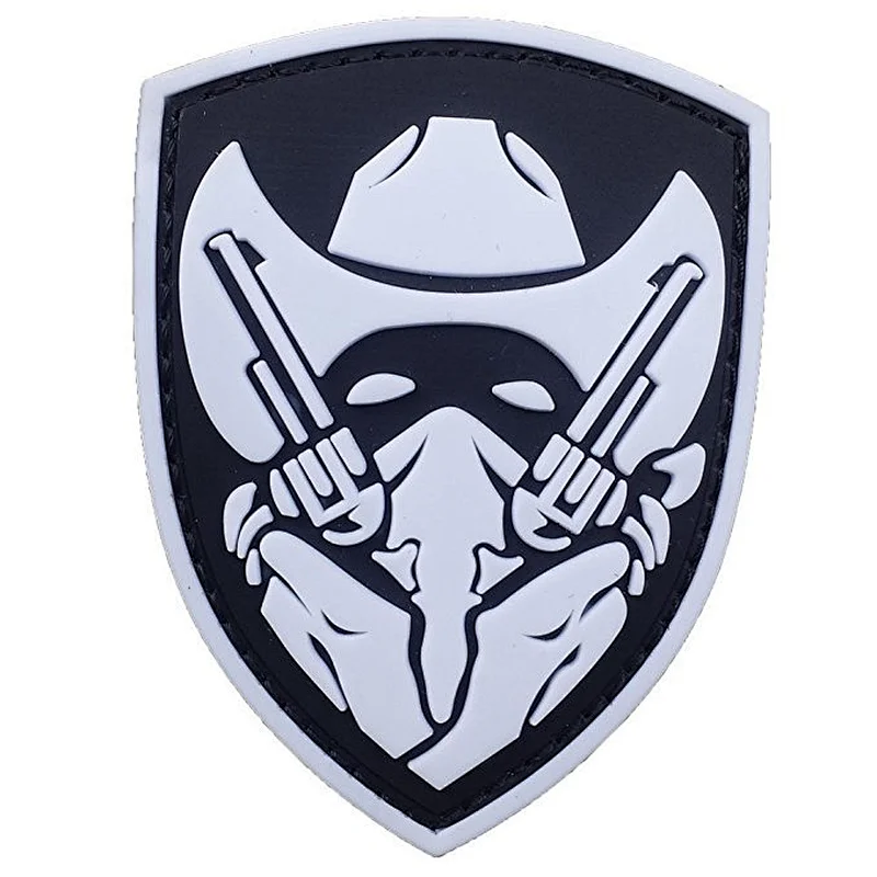 3D king shape black and white PVC rubber patches for T-shirts