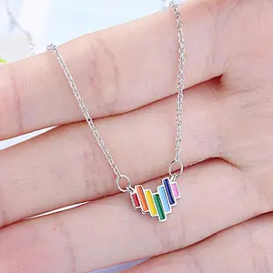Fashion LGBT rainbow metal enamel plating Necklace Pendant
