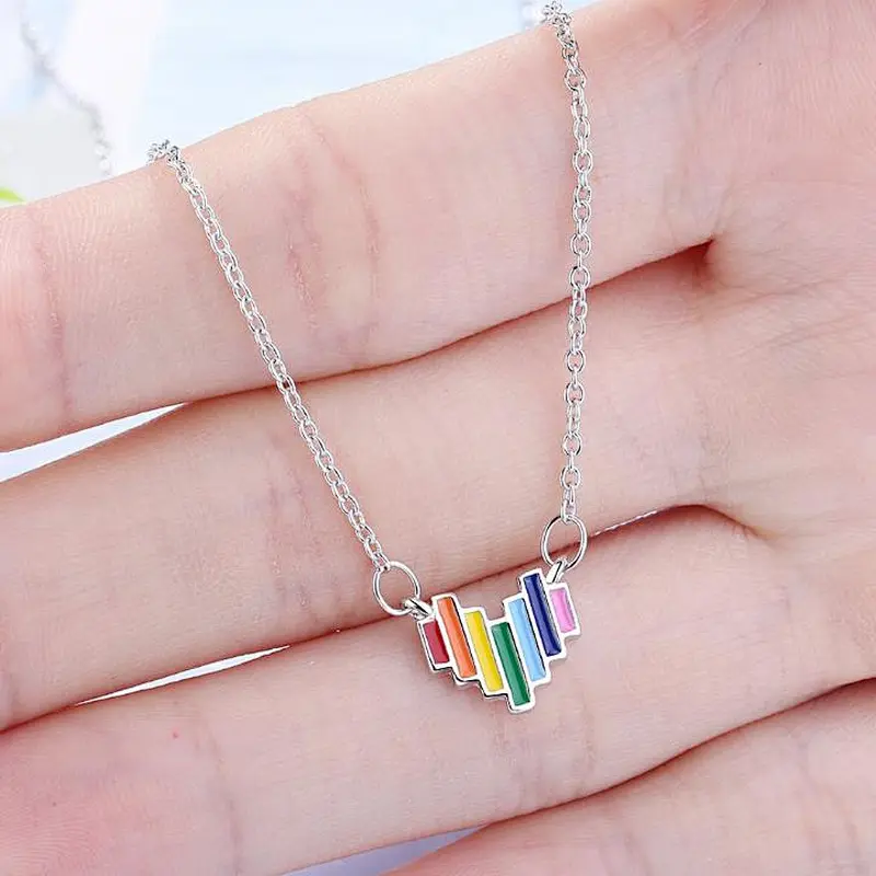 Fashion LGBT rainbow metal enamel plating Necklace Pendant