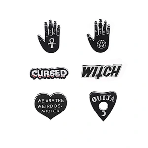 Various Black Enamel Color Witch Pin Hand Shaped Pin