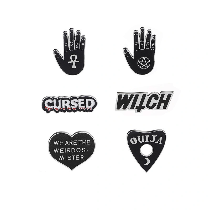Various Black Enamel Color Witch Pin Hand Shaped Pin