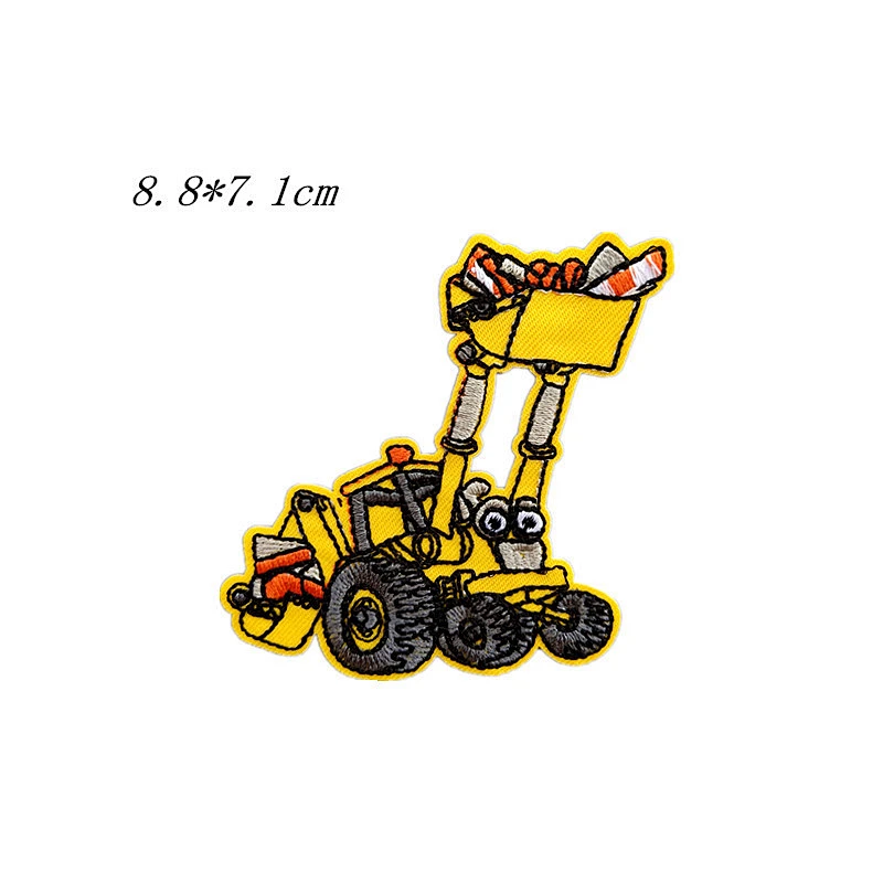 Wholesale In Stock No Minimum Anime Patch Embroidery Excavator Rooter Truck Iron On Patches