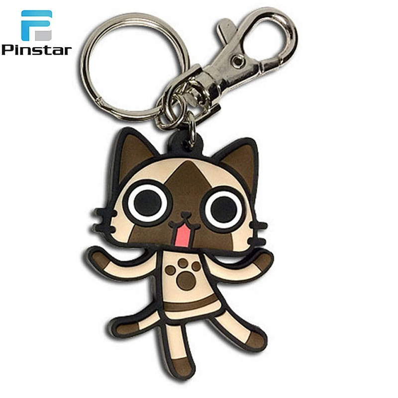Cheap Design Custom little cat shaped 3D Soft PVC Rubber PVC keychains