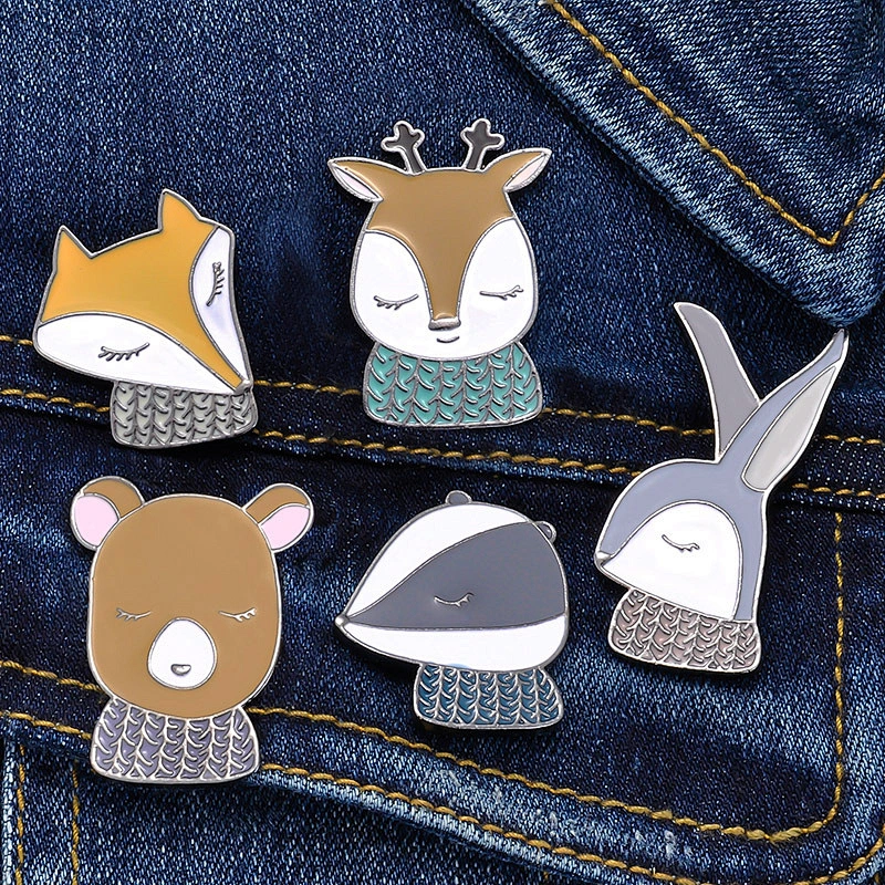 Fox Rabbit Animal Enamel Lapel Pin