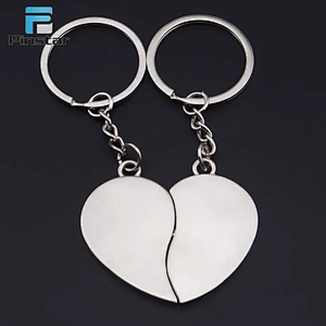 Customized engraved heart shaped cute couple letter keychains