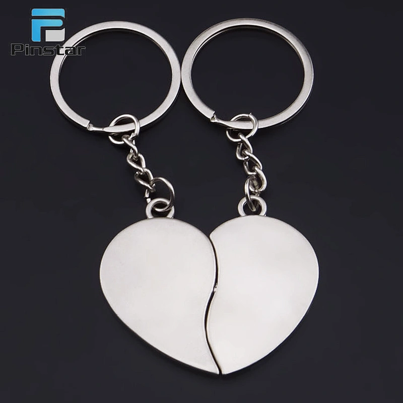Customized engraved heart shaped cute couple letter keychains