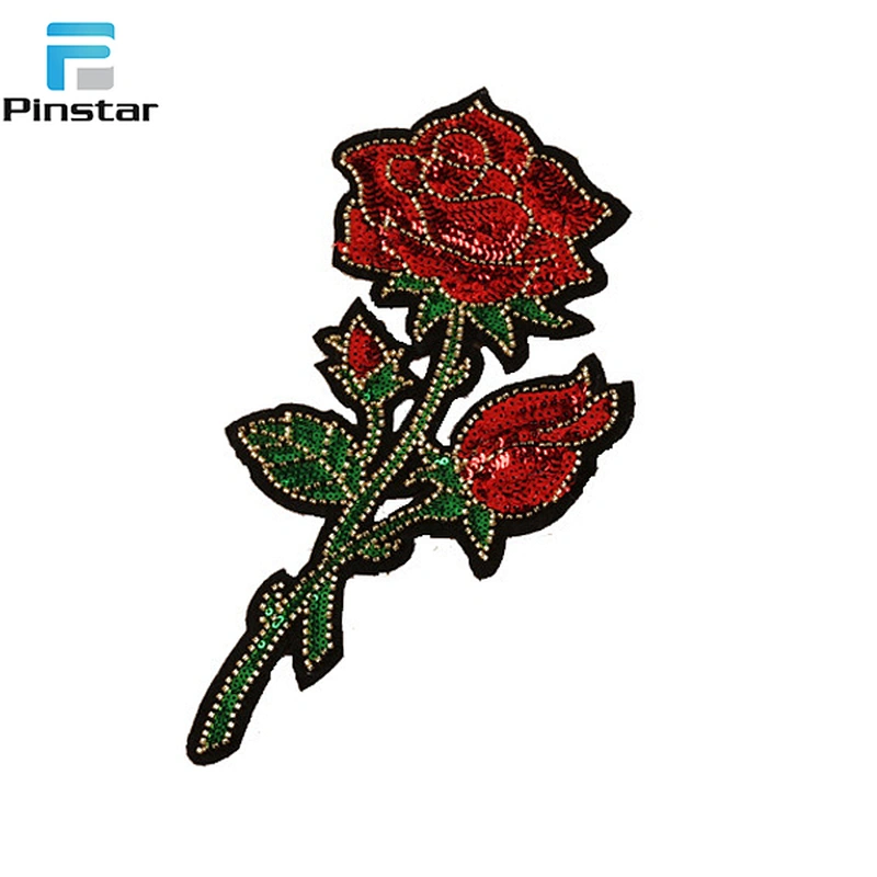 China factory wholesale sew on patch custom sequin embroidery