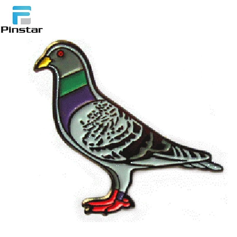 Custom pigeon shaped metal lapel pin peace dove hard/soft enamel lapel pin badges manufacturers China