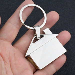 Blank House Shape Metal Keychain Custom Engrave Logo