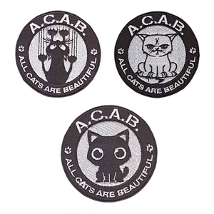 Little cute cat shape embroidery design patch iron on backing
