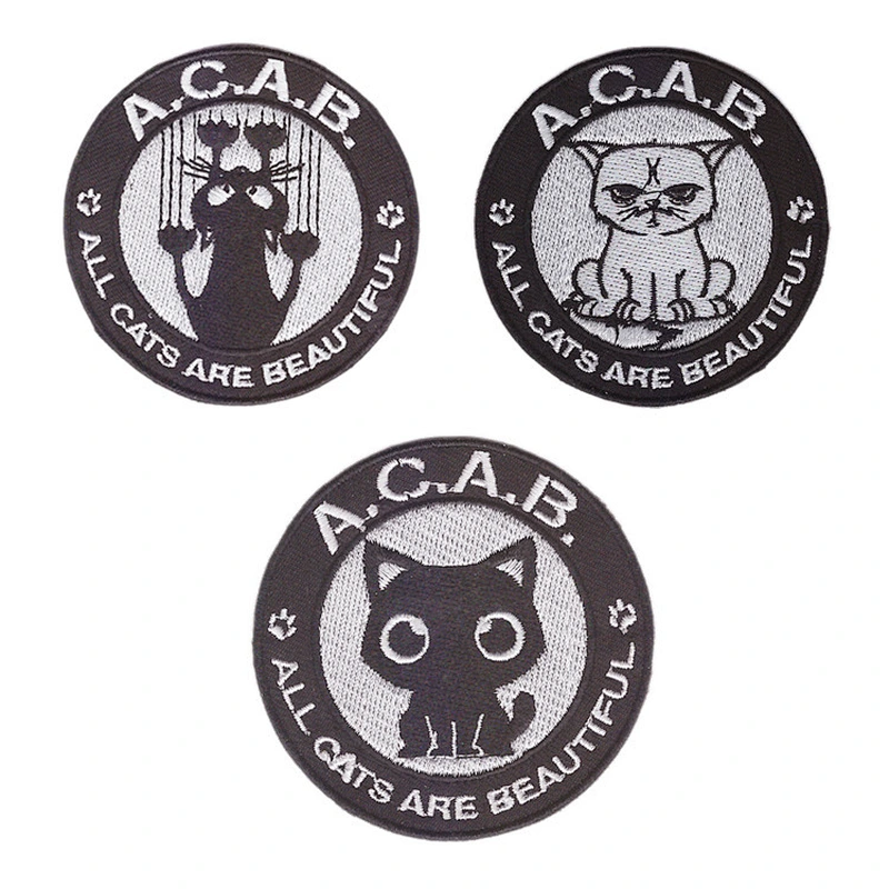 Little cute cat shape embroidery design patch iron on backing