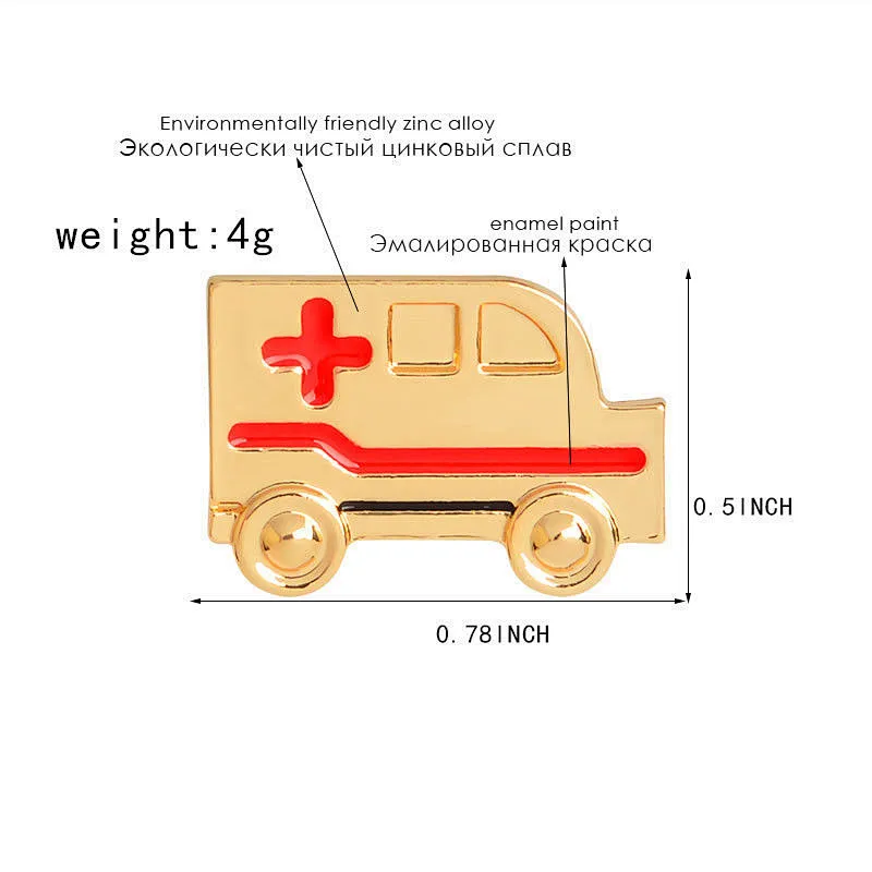 Women Medical Jewelry Doctor Nurse Enamel Ambulance Badges Brooches Lapel Pins