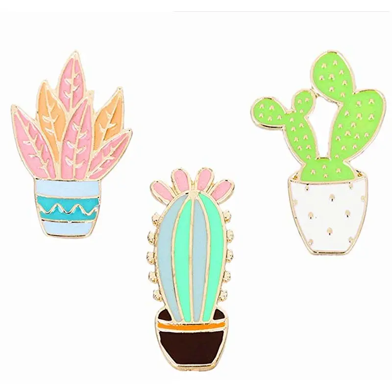 high quality custom succulent plant soft metal enamel lapel pin
