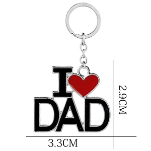 Factory Wholesale Family Key Chain I LOVE DAD MOM MAMA PAPA Heart Enamel Keychain