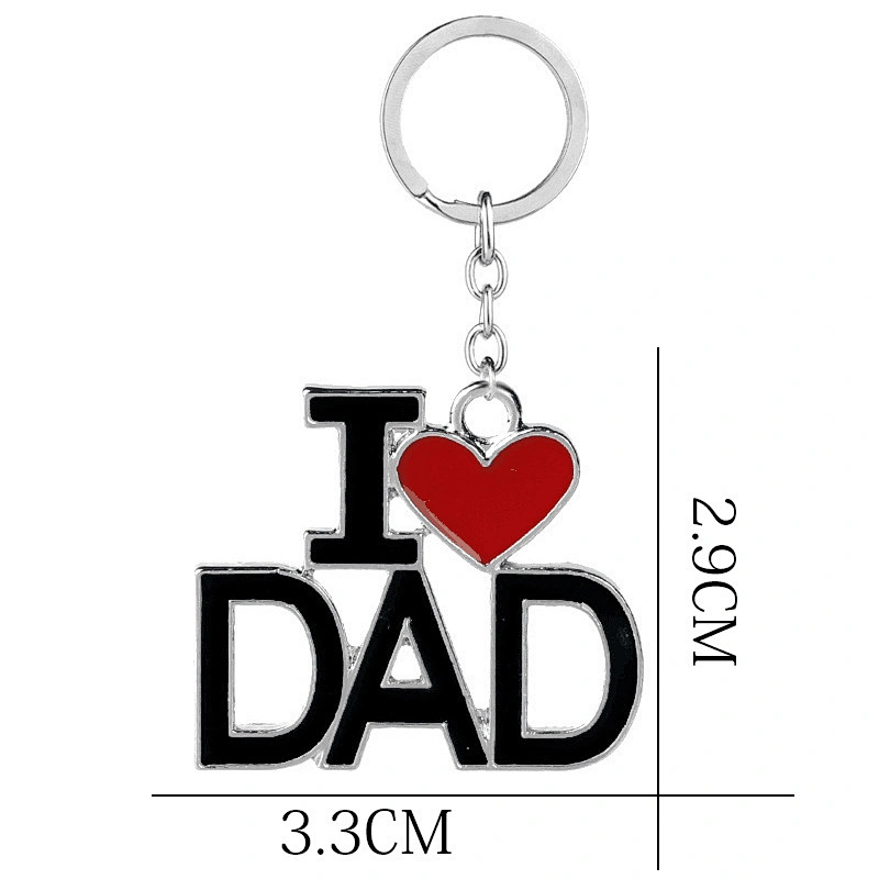 Factory Wholesale Family Key Chain I LOVE DAD MOM MAMA PAPA Heart Enamel Keychain