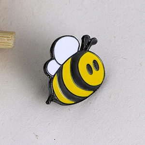 Factory Making Wholesale Cute Custom Carton Pins Black Yellow Enamel Honey Bee Pin
