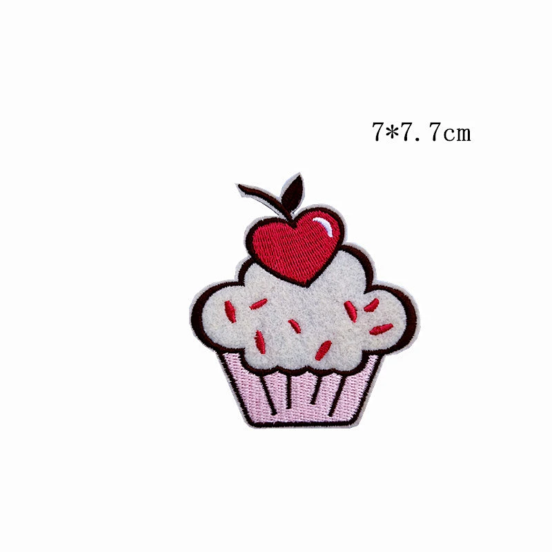 Wholesale In Stock No Minimum Embroidered Patch Cute Embroidery Cake Patches