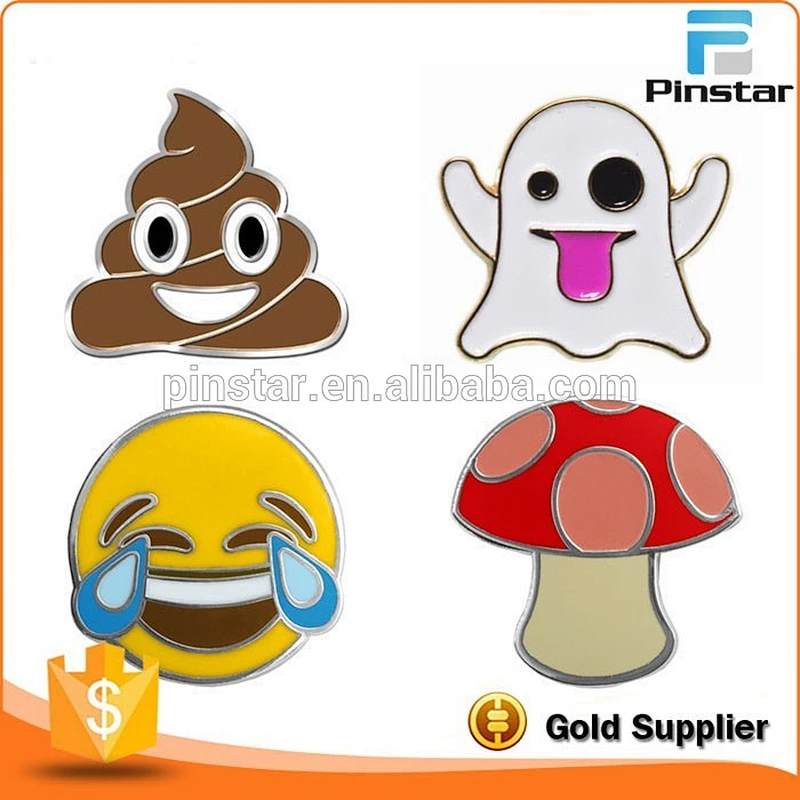 Factory Wholesale Custom Design Metal Pin Badge Glitter Emoji Poo Enamel Lapel Pin