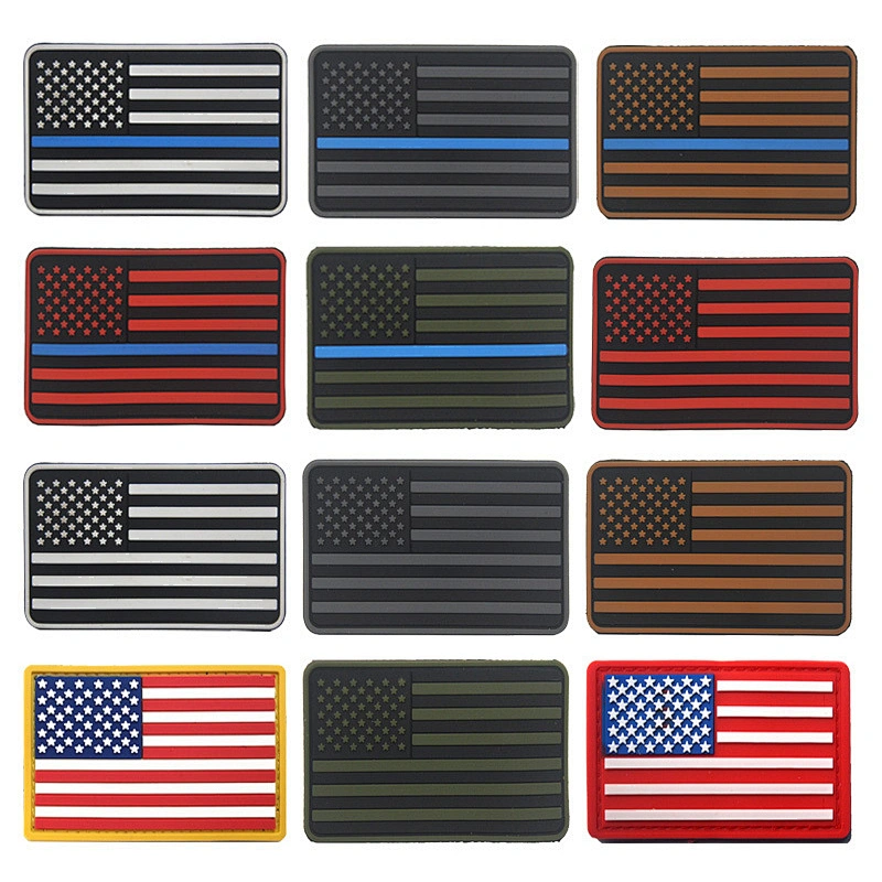 No Mold Cost Rubber Logo Patches USA American Flag Custom PVC Patch