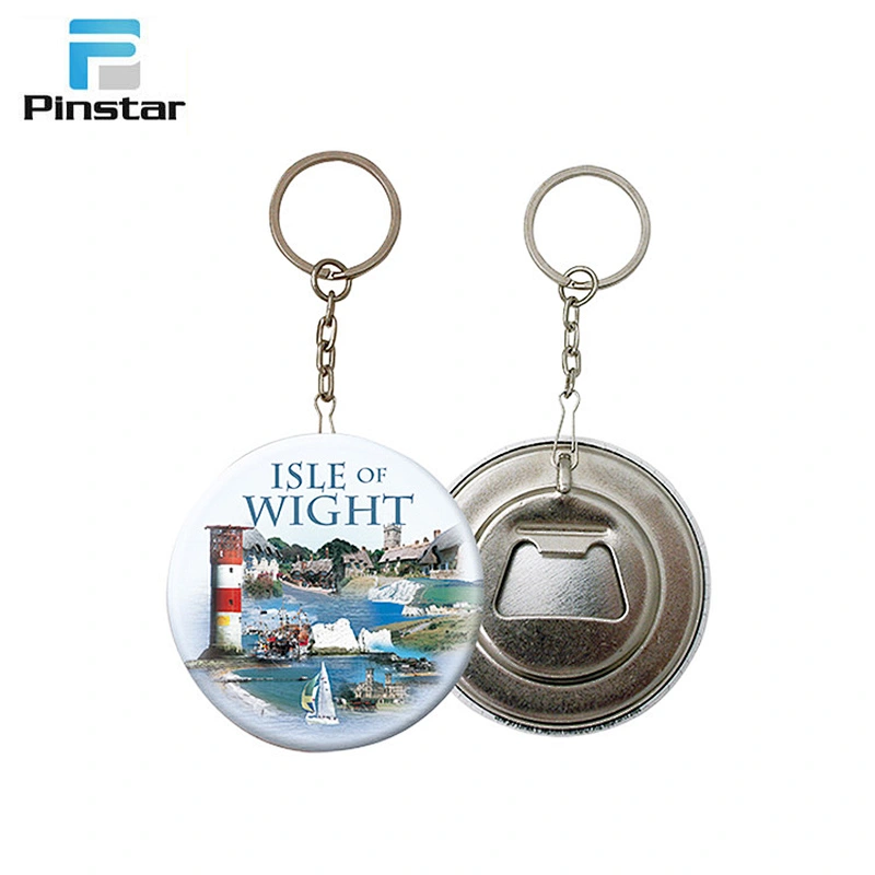Custom colorful wall mounted button badge shaped magnetic bottle opener